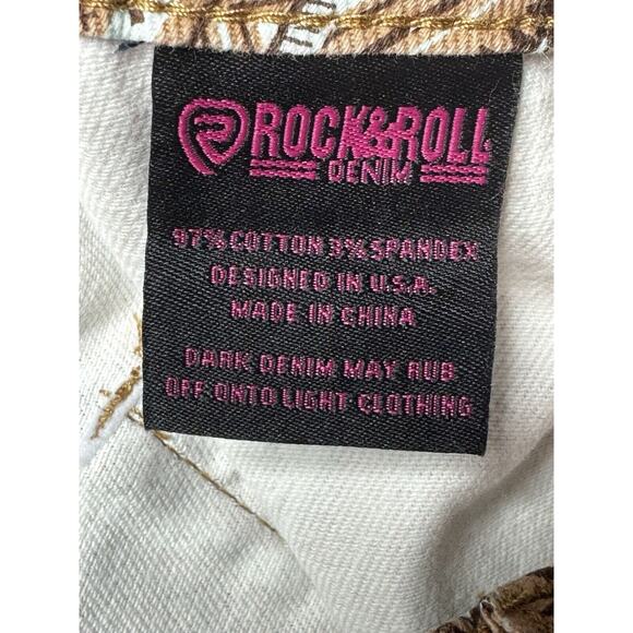 Rock & Roll Denim Womens Tan Aztec Print Bargain Button Flare Pants - Sz 25x33.5 - Picture 7 of 7